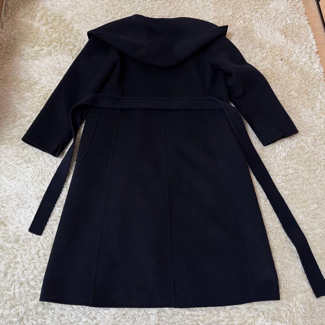☆極美品☆ANAYI アナイ　シャルムリバーフーデットコート　ネイビー　38M