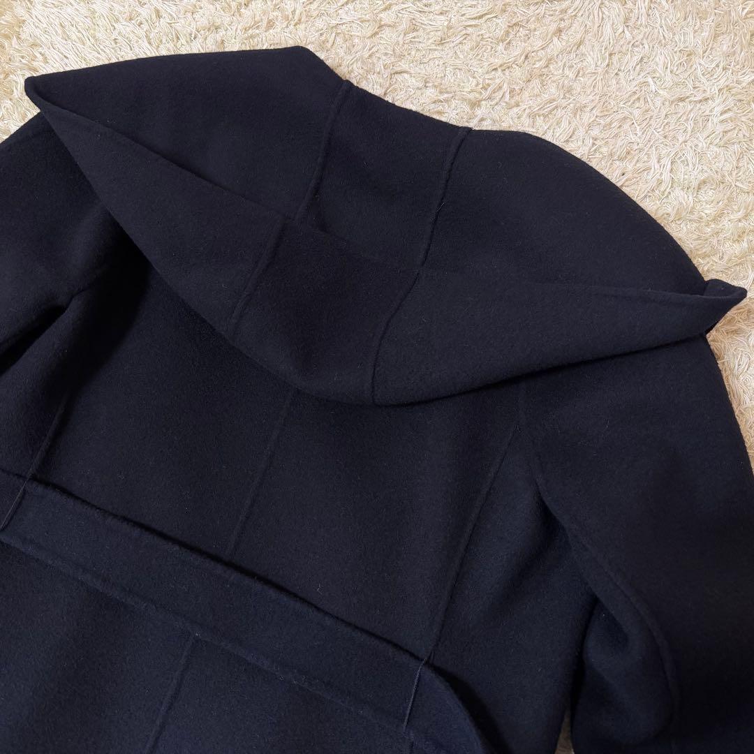 ☆極美品☆ANAYI アナイ　シャルムリバーフーデットコート　ネイビー　38M