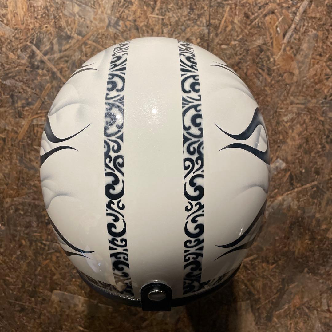 【新品未使用一点物】カスタムペイント　ジェットヘルメット　ファイヤーパターン