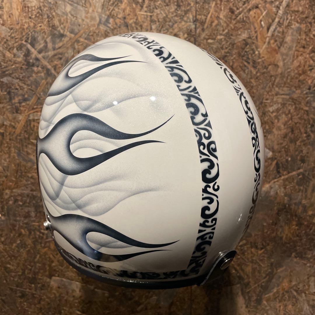 【新品未使用一点物】カスタムペイント　ジェットヘルメット　ファイヤーパターン