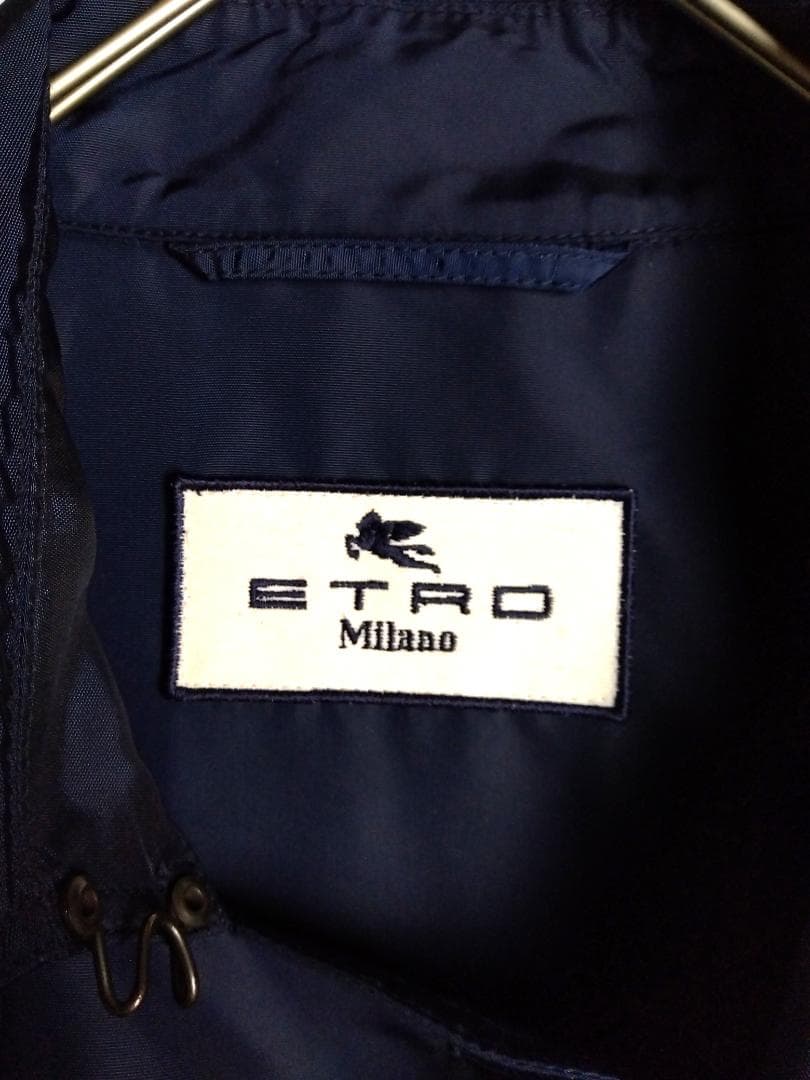 【希少デザイン】エトロ　チェスターコート　ネイビー