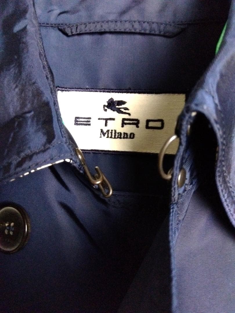 【希少デザイン】エトロ　チェスターコート　ネイビー