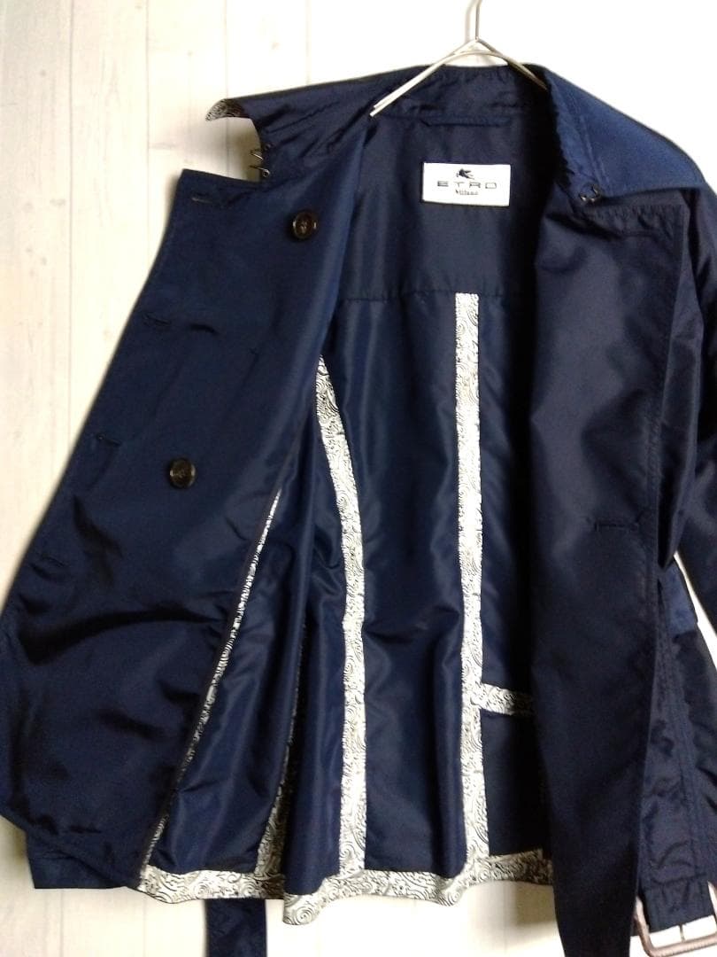 【希少デザイン】エトロ　チェスターコート　ネイビー