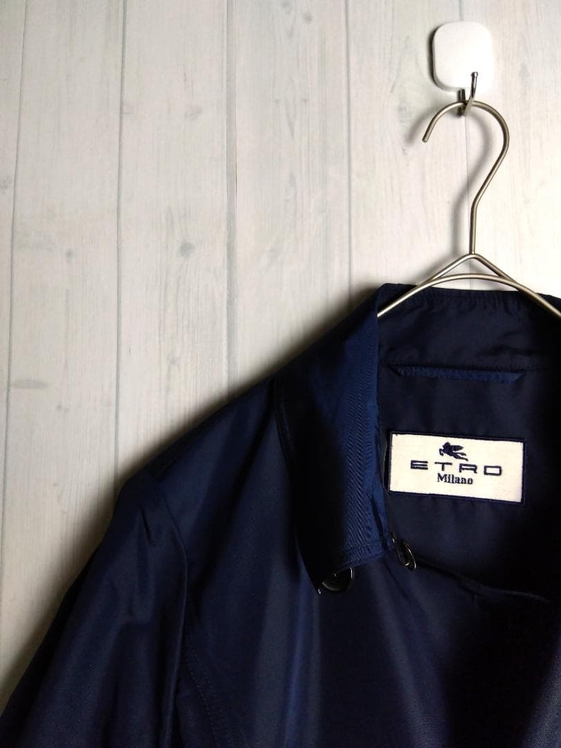 【希少デザイン】エトロ　チェスターコート　ネイビー