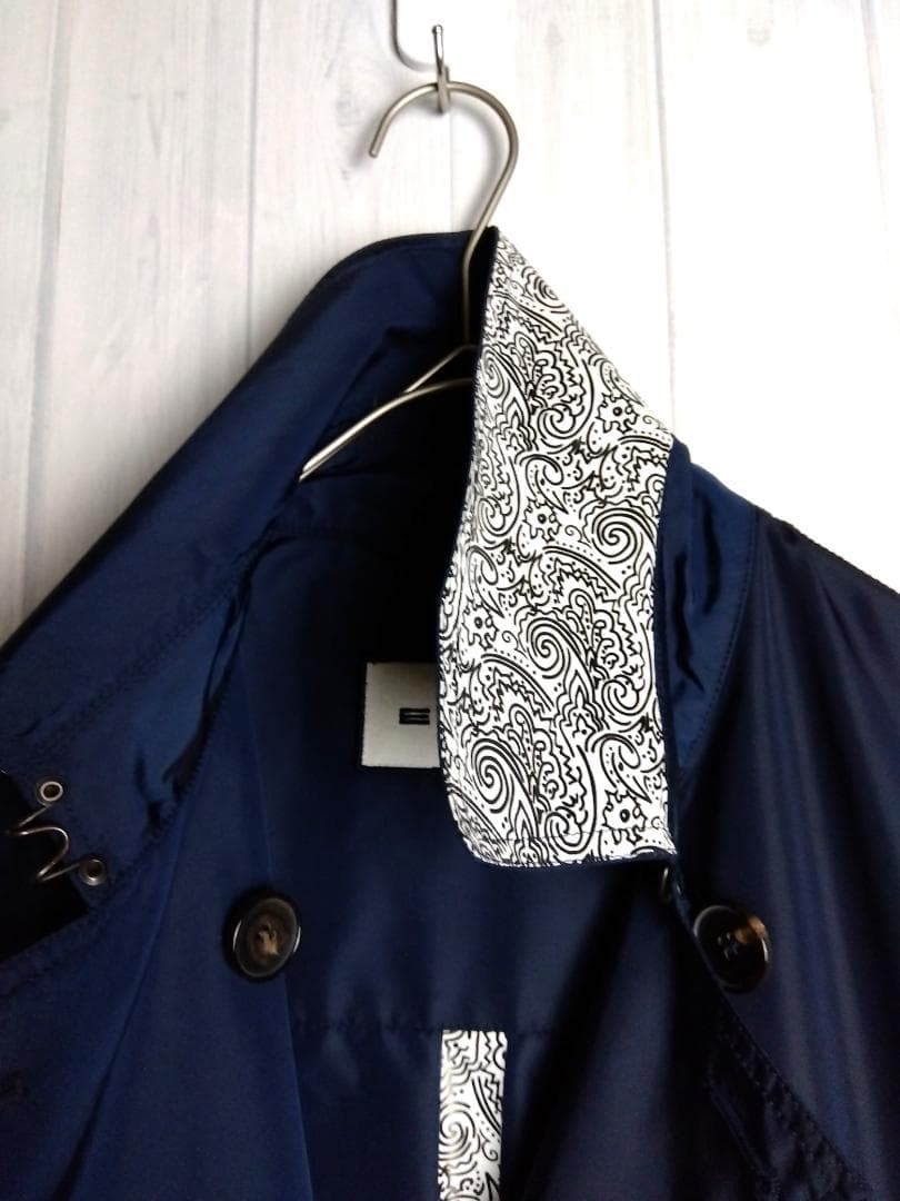 【希少デザイン】エトロ　チェスターコート　ネイビー