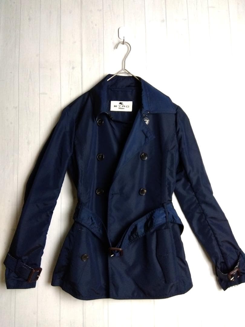 【希少デザイン】エトロ　チェスターコート　ネイビー