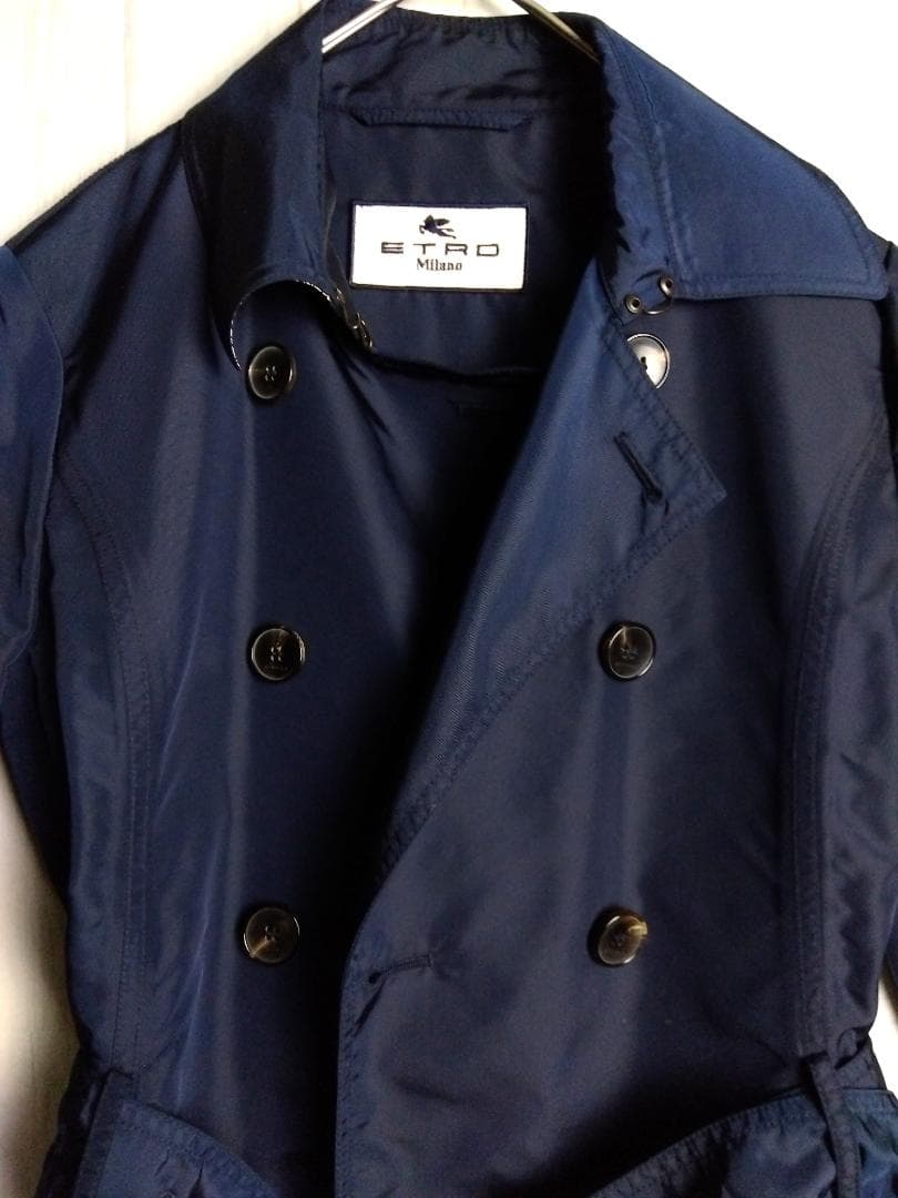 【希少デザイン】エトロ　チェスターコート　ネイビー