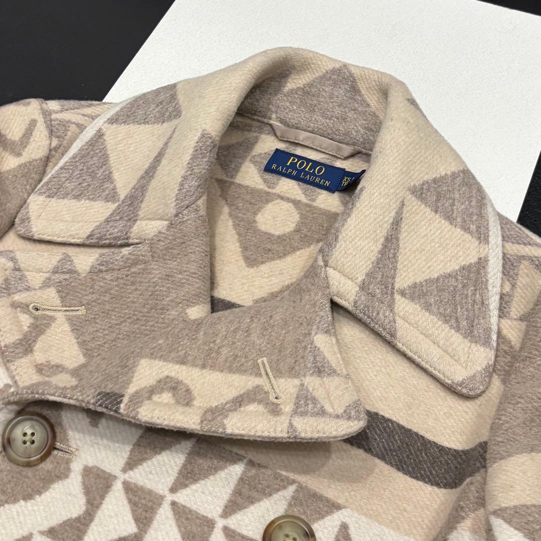 美品 ラルフローレン ジオメトリック ネイティブ柄 ウール Pコート XS