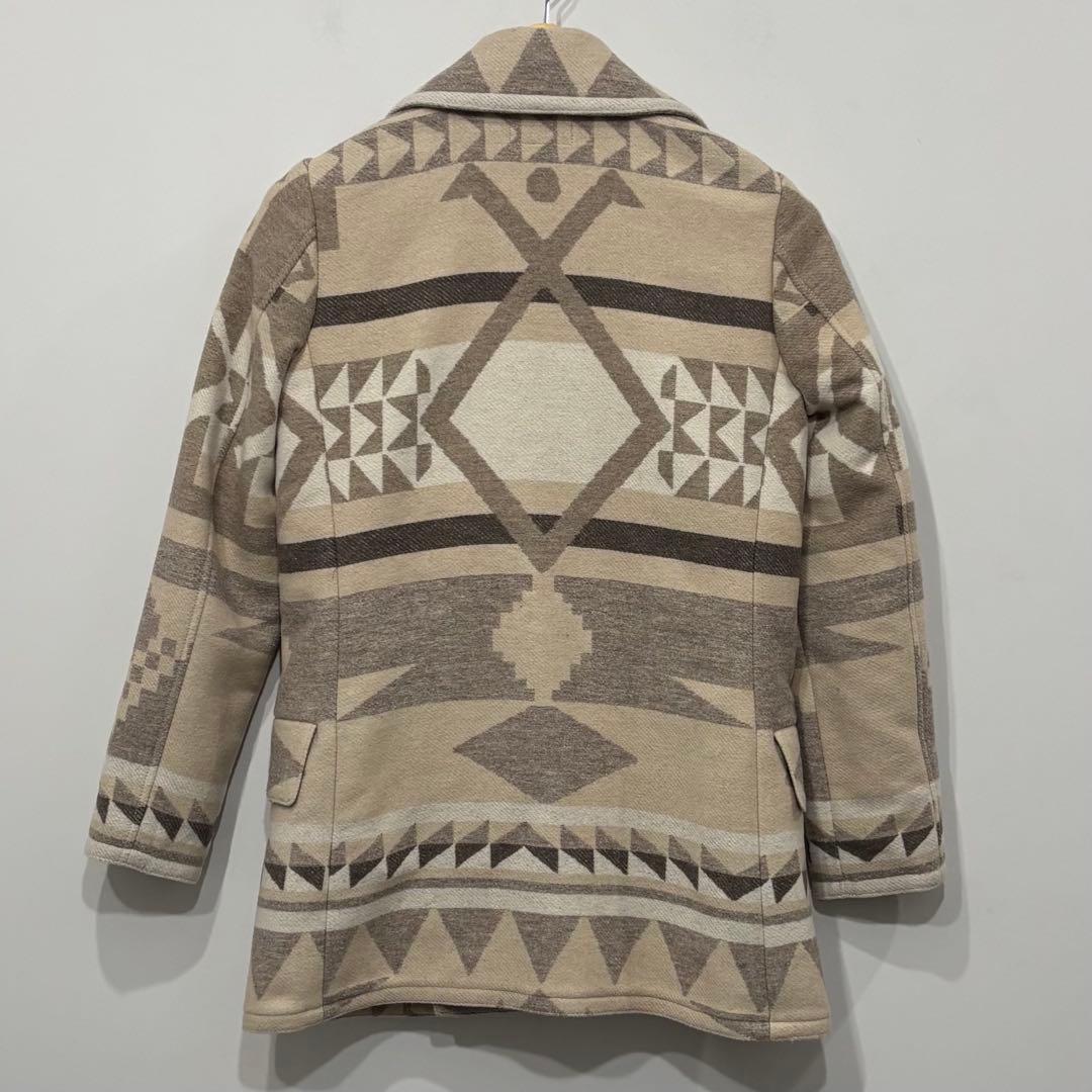 美品 ラルフローレン ジオメトリック ネイティブ柄 ウール Pコート XS