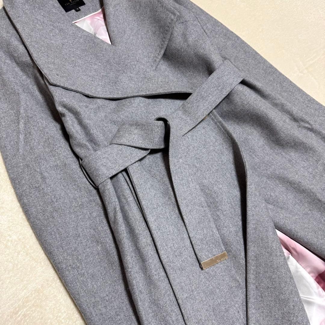 美品 テッドベイカー ショールカラー ロングコート 花柄 ルーマニア製