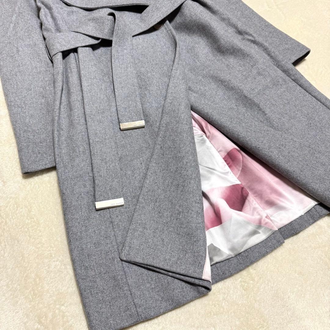 美品 テッドベイカー ショールカラー ロングコート 花柄 ルーマニア製