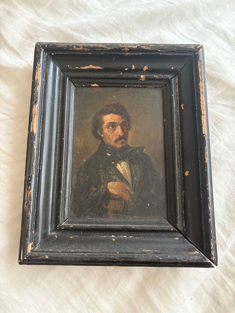 フランスアンティーク　1800年代　ポートレート　肖像画　オイルペインティング