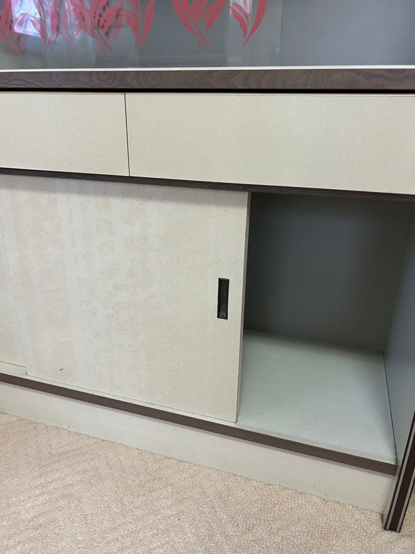 昭和レトロ ガラス扉収納棚 水屋　食器棚　引き取り可能