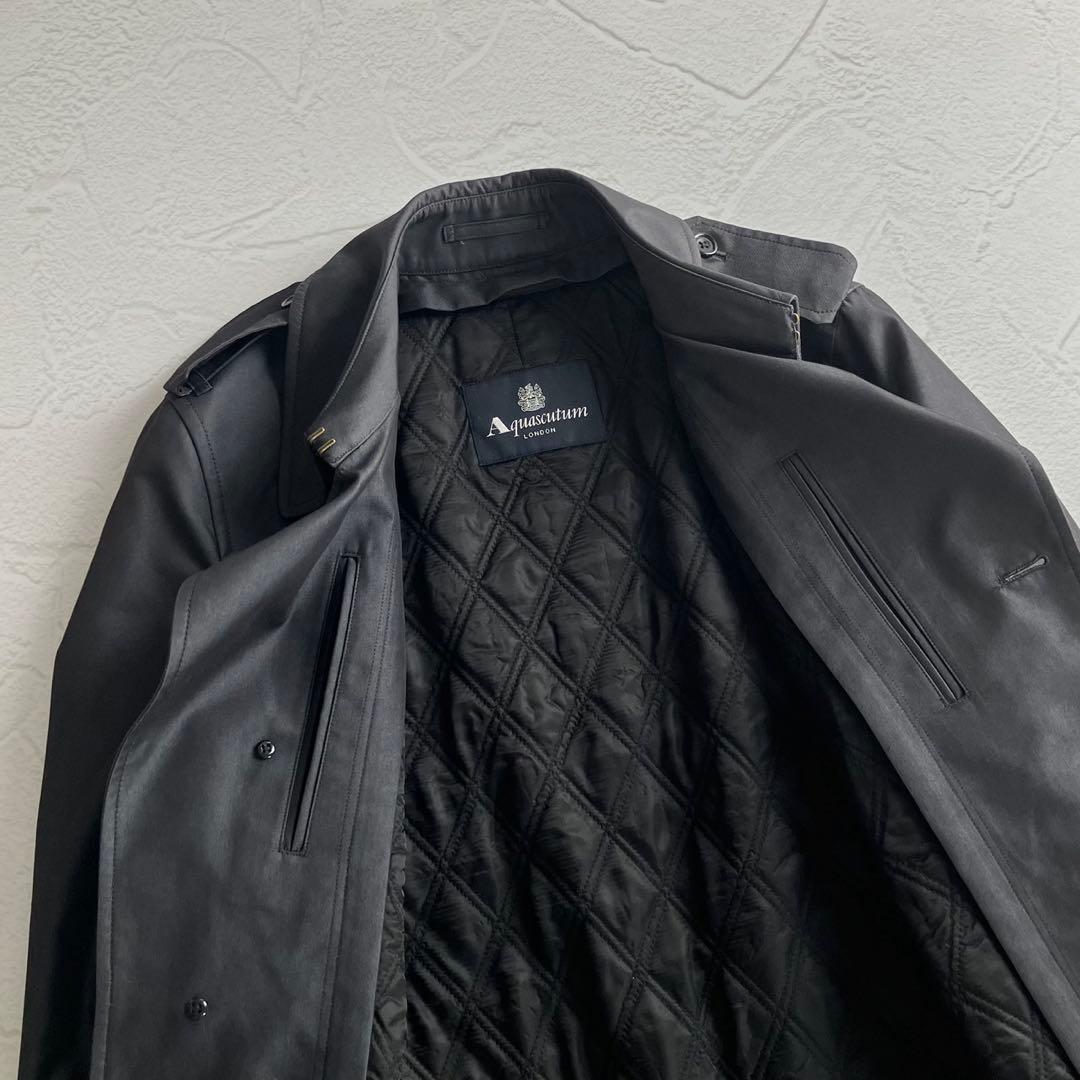 【未使用級】アクアスキュータム ロンドン トレンチコート ブラック 日本製 36