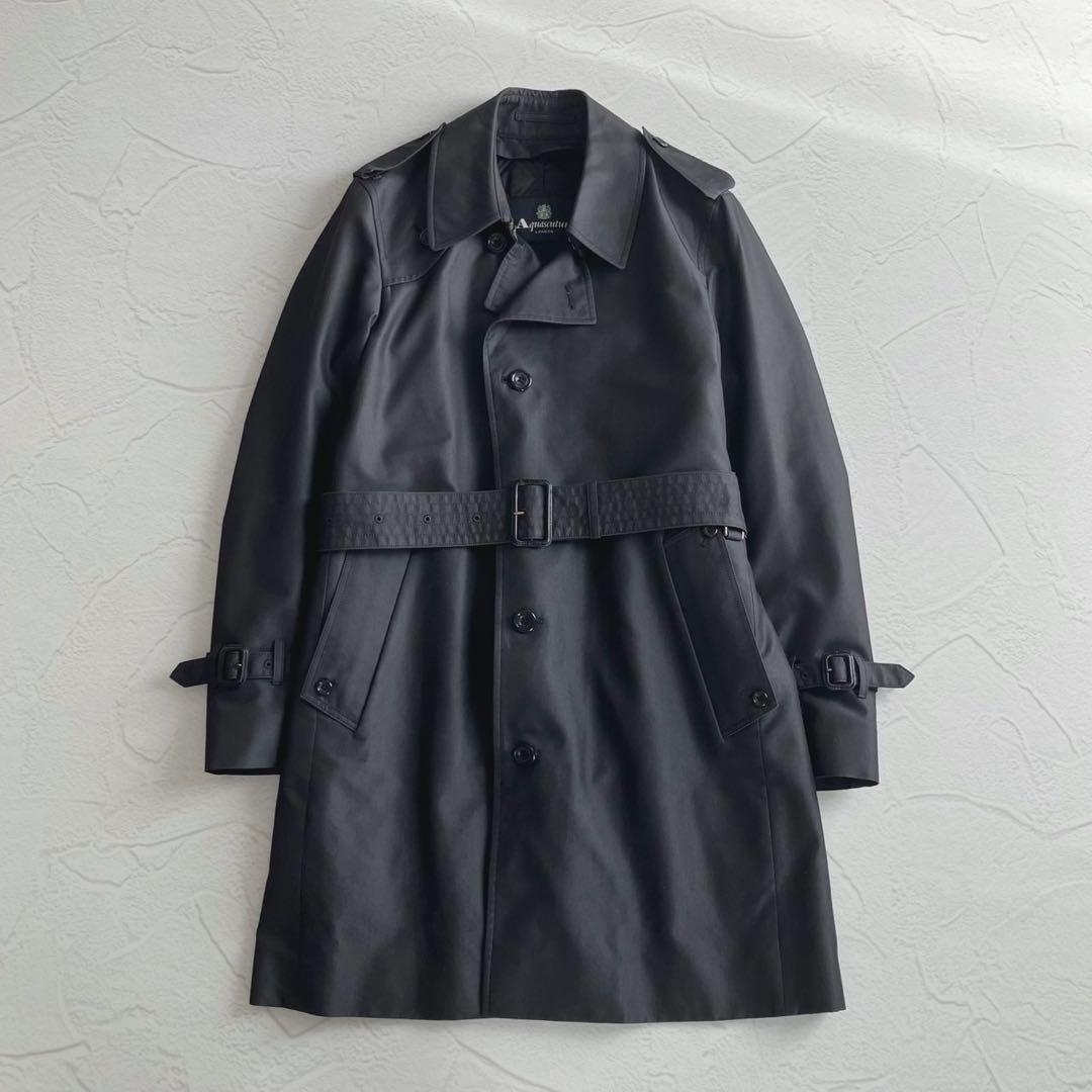【未使用級】アクアスキュータム ロンドン トレンチコート ブラック 日本製 36
