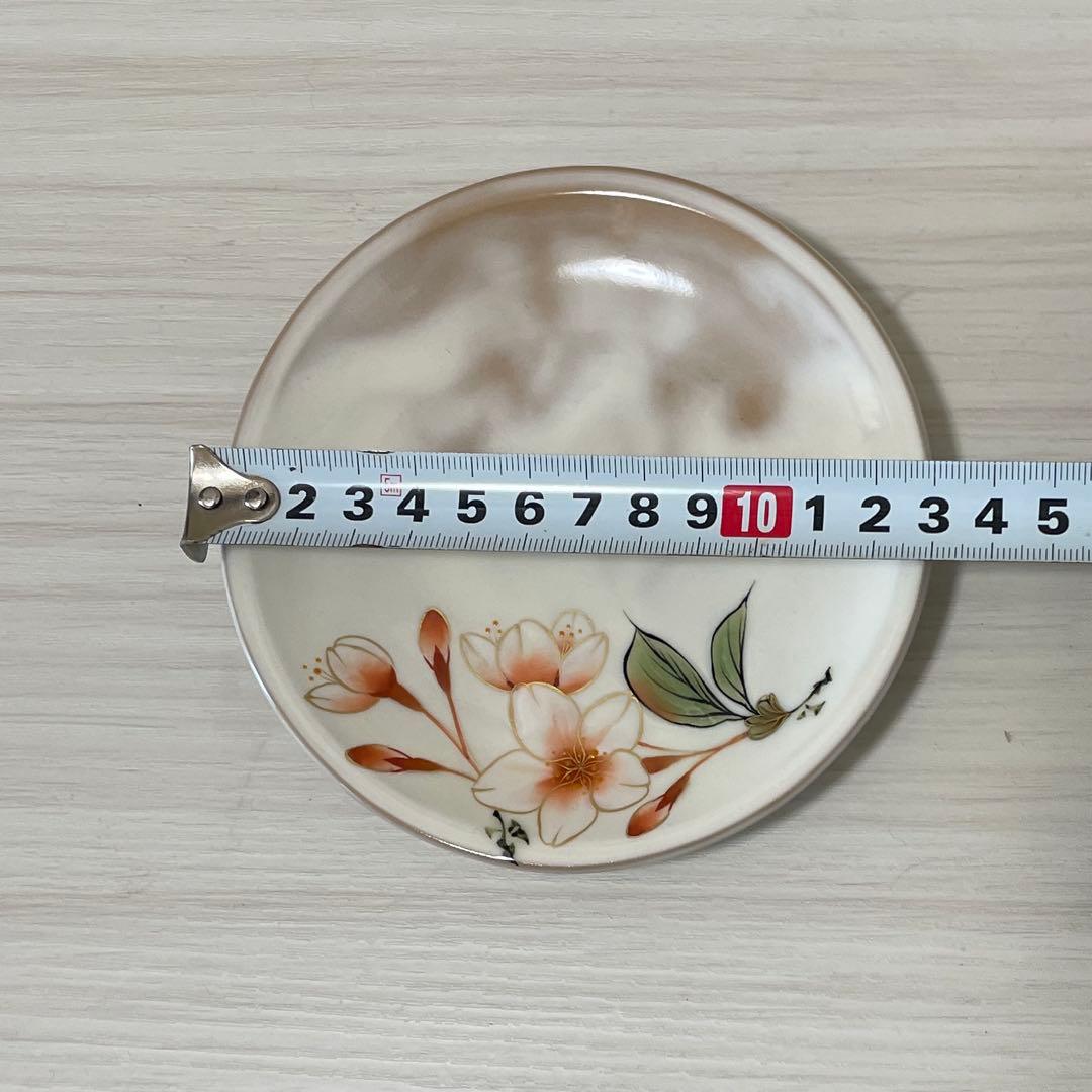 陶あん　京焼　伝統工芸色絵付け 湯呑み茶碗 桜　（お皿付き）