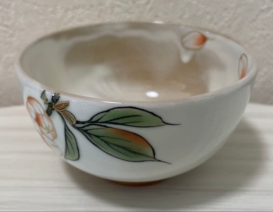 陶あん　京焼　伝統工芸色絵付け 湯呑み茶碗 桜　（お皿付き）