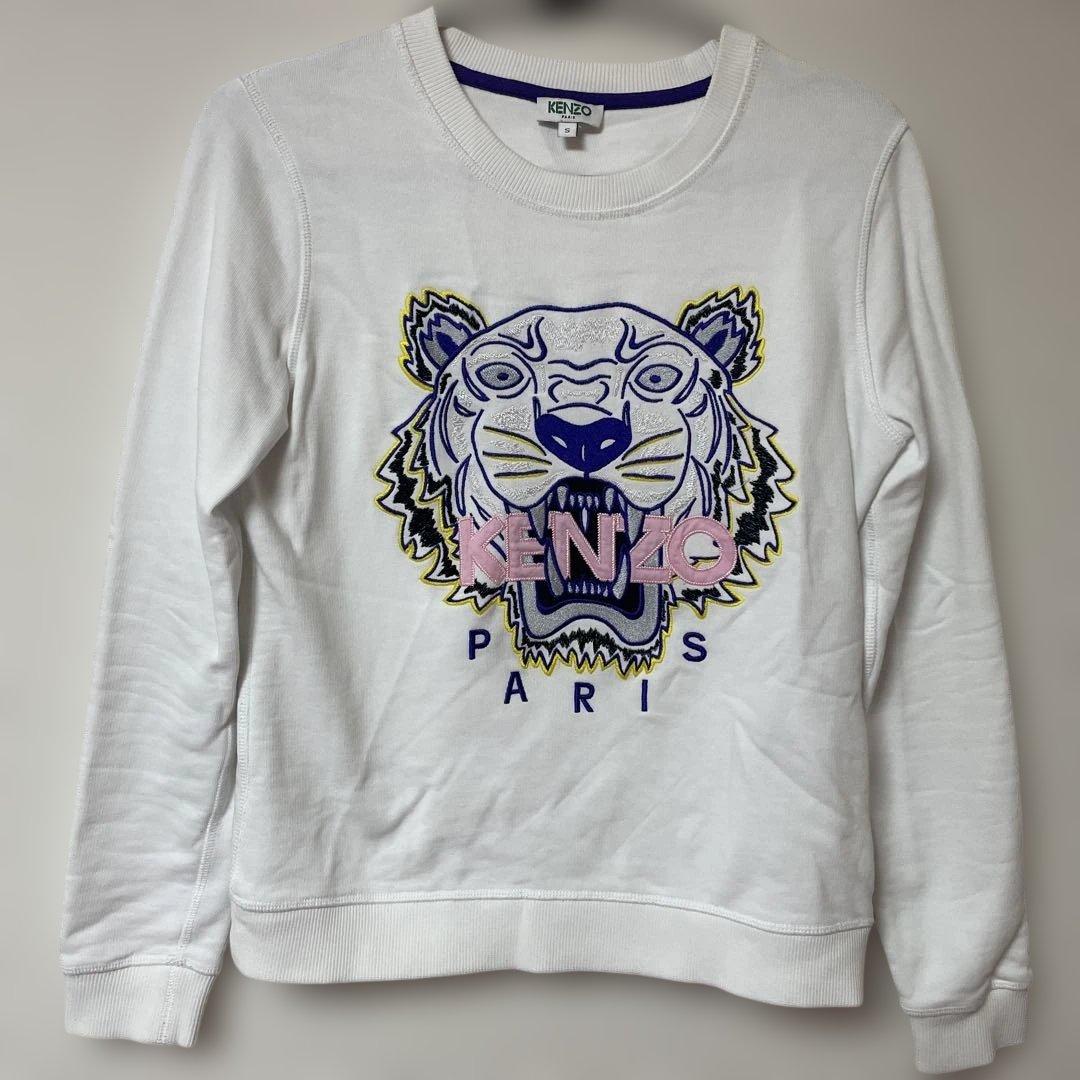 KENZO トラ刺繍 ホワイト スウェット S
