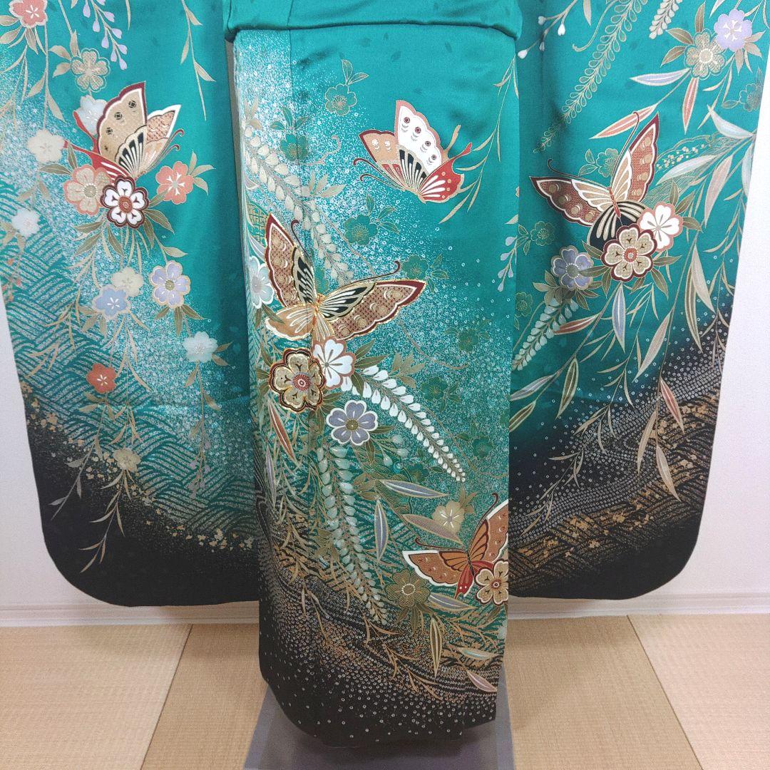 格安！振袖フルセット　10点　成人式　結婚式　前撮り　グリーン　緑　ふくよかさん