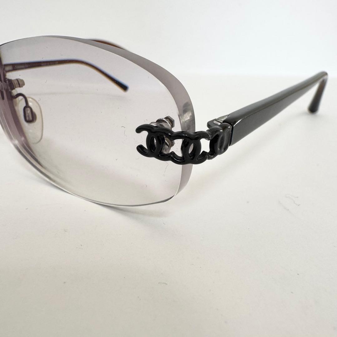 美品 CHANEL シャネル メガネ サングラス 度入り リムレス ココマーク