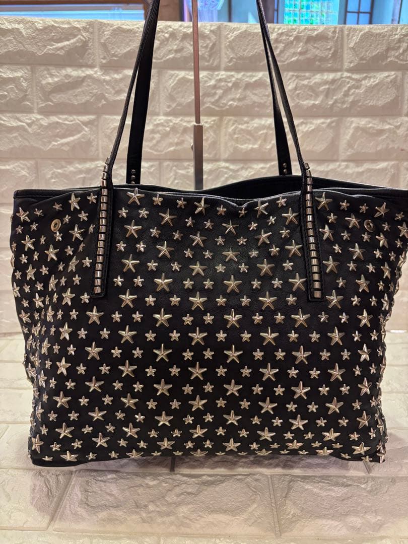 #美品ジミーチュー星型スタッズ ブラック レザートートバッグ#ユニセックス
