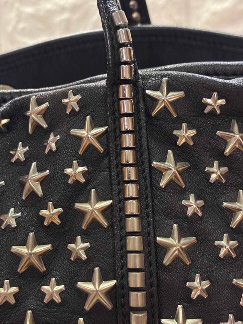 #美品ジミーチュー星型スタッズ ブラック レザートートバッグ#ユニセックス