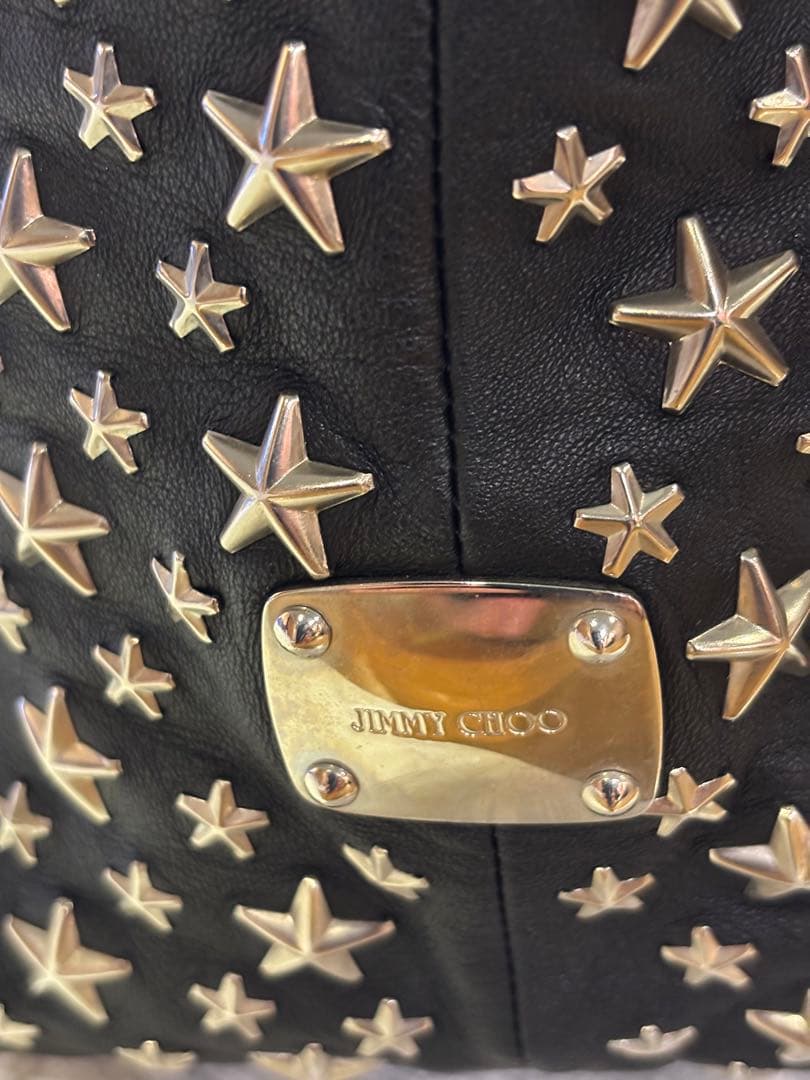#美品ジミーチュー星型スタッズ ブラック レザートートバッグ#ユニセックス