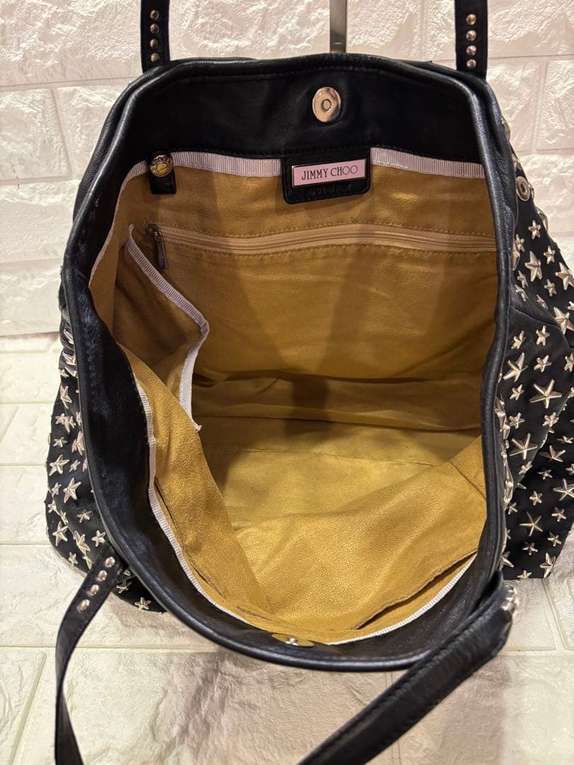 #美品ジミーチュー星型スタッズ ブラック レザートートバッグ#ユニセックス