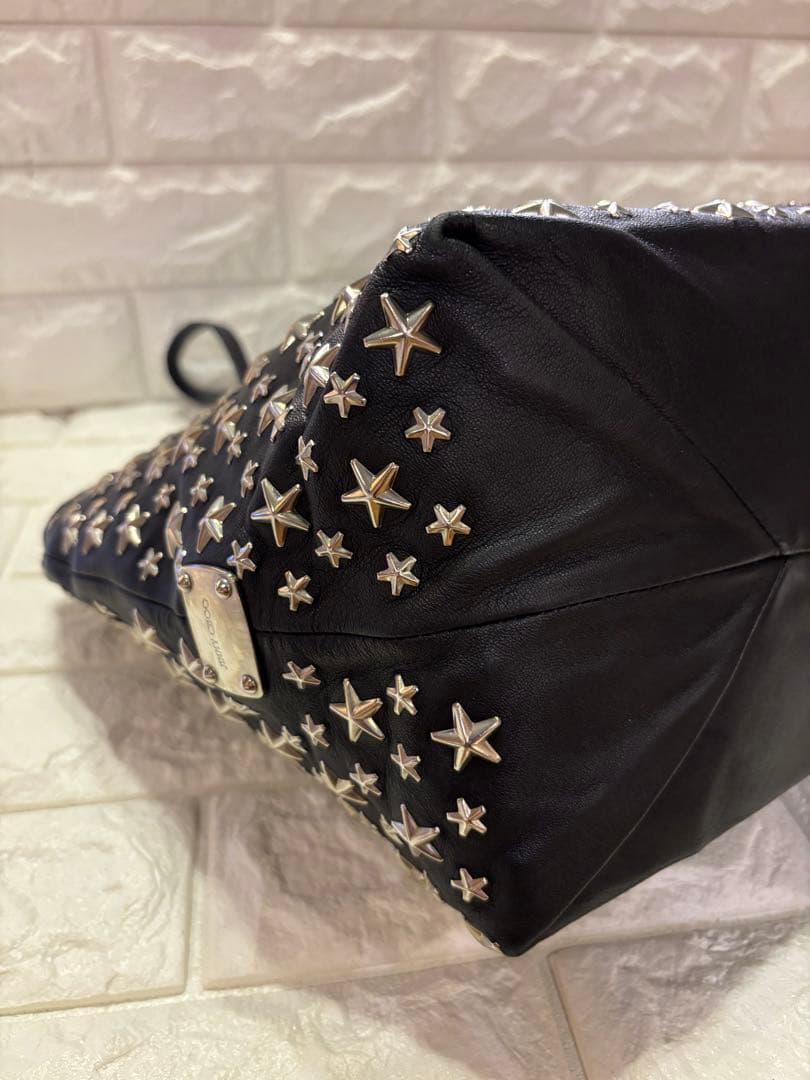#美品ジミーチュー星型スタッズ ブラック レザートートバッグ#ユニセックス