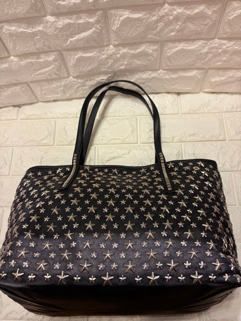 #美品ジミーチュー星型スタッズ ブラック レザートートバッグ#ユニセックス