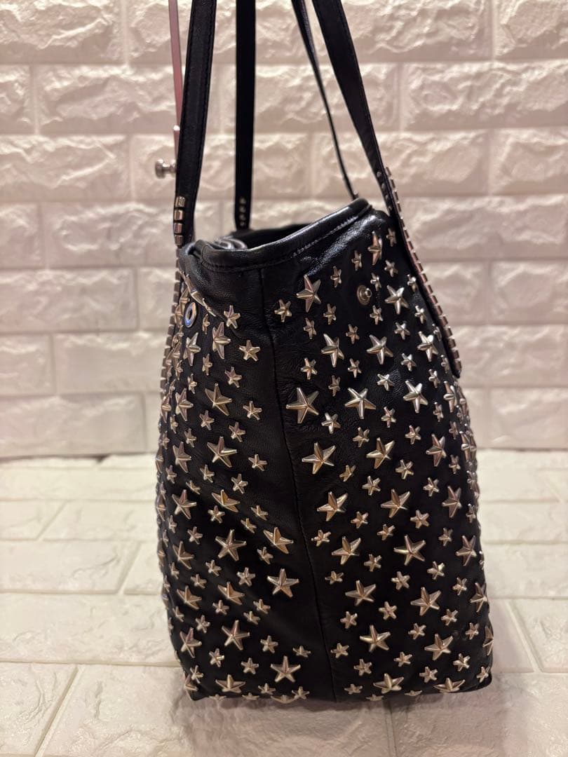 #美品ジミーチュー星型スタッズ ブラック レザートートバッグ#ユニセックス