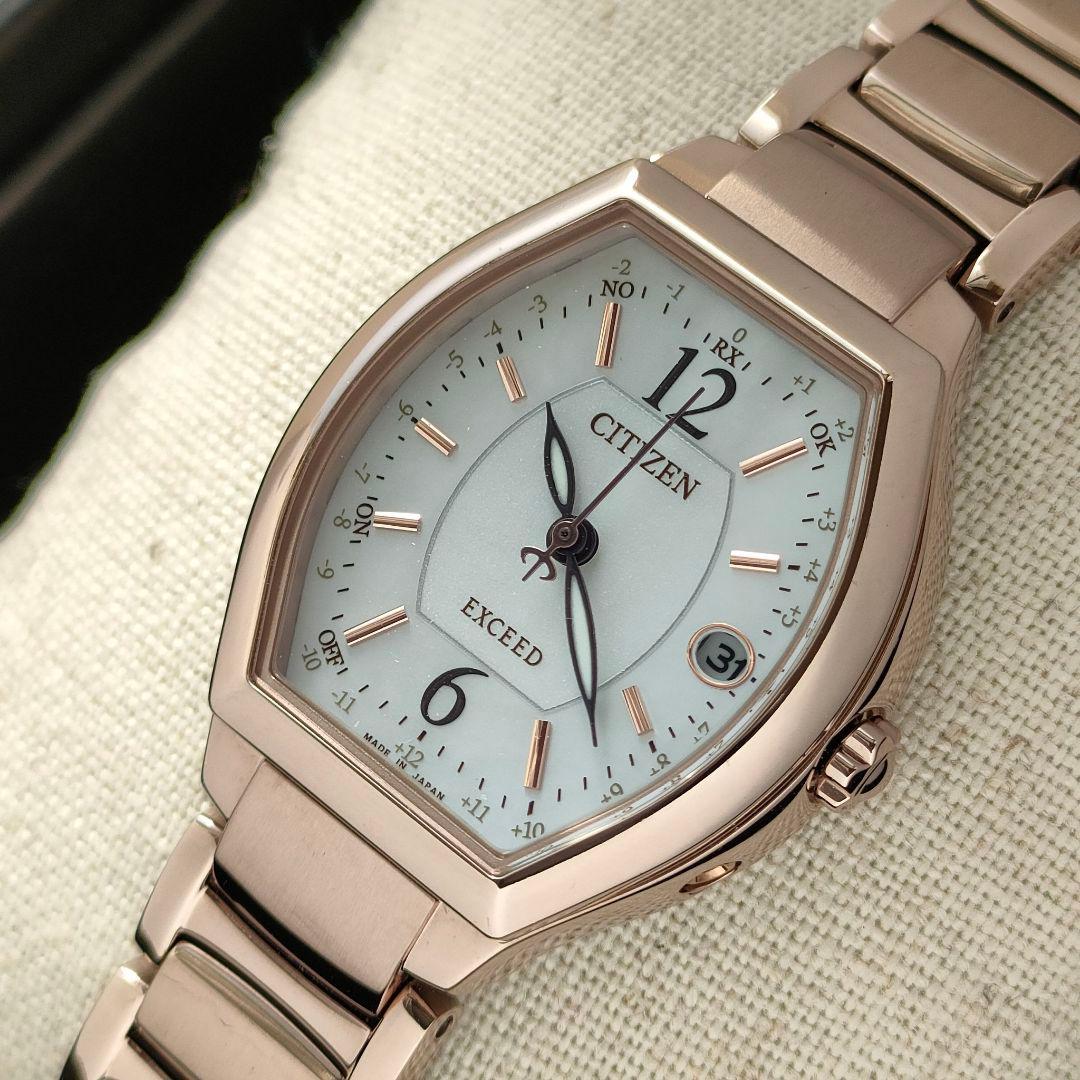 ◆美品◆CITIZEN EXCEED エクシード チタン サクラピンク 電波時計