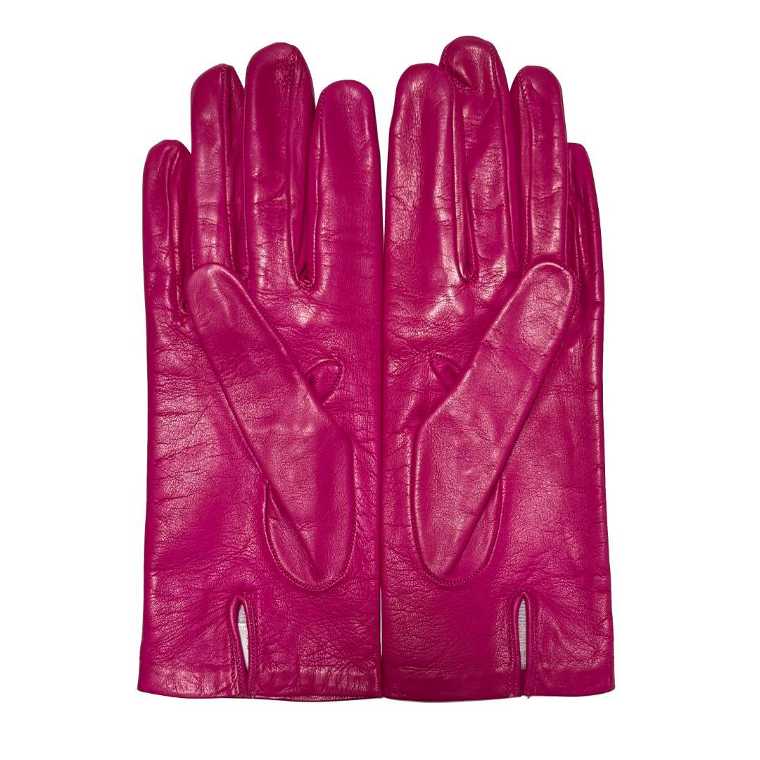 [Sermoneta]レザーグローブ 本革手袋 マゼンタ・グリーン 7