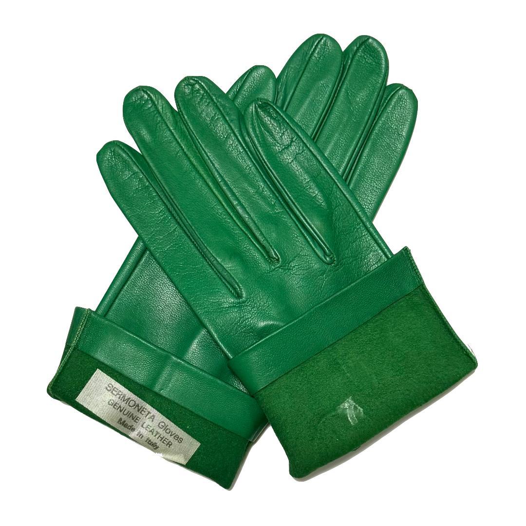 [Sermoneta]レザーグローブ 本革手袋 マゼンタ・グリーン 7