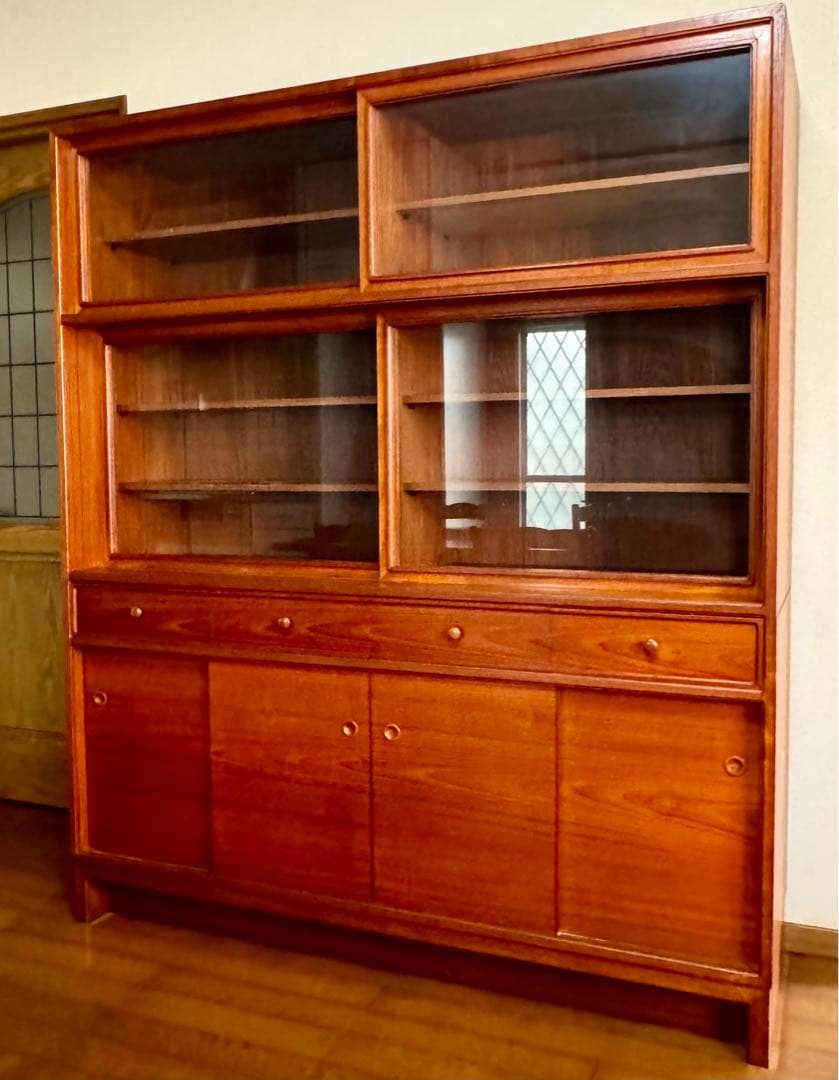 北欧テイスト チーク材ヴィンテージ キッチンボード 食器棚 国産高級収納家具