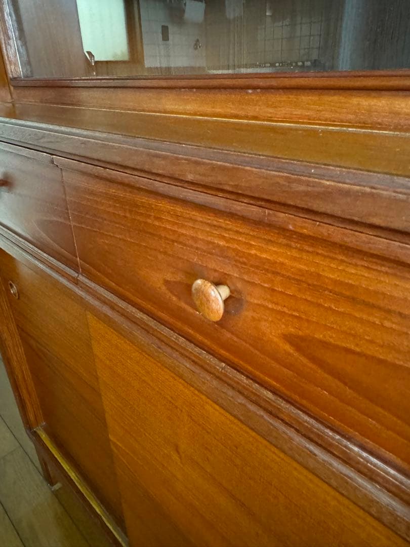 北欧テイスト チーク材ヴィンテージ キッチンボード 食器棚 国産高級収納家具