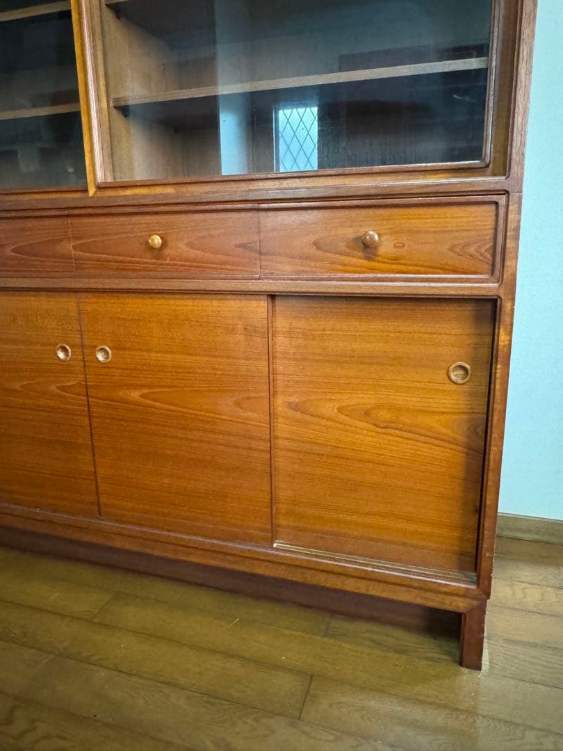 北欧テイスト チーク材ヴィンテージ キッチンボード 食器棚 国産高級収納家具