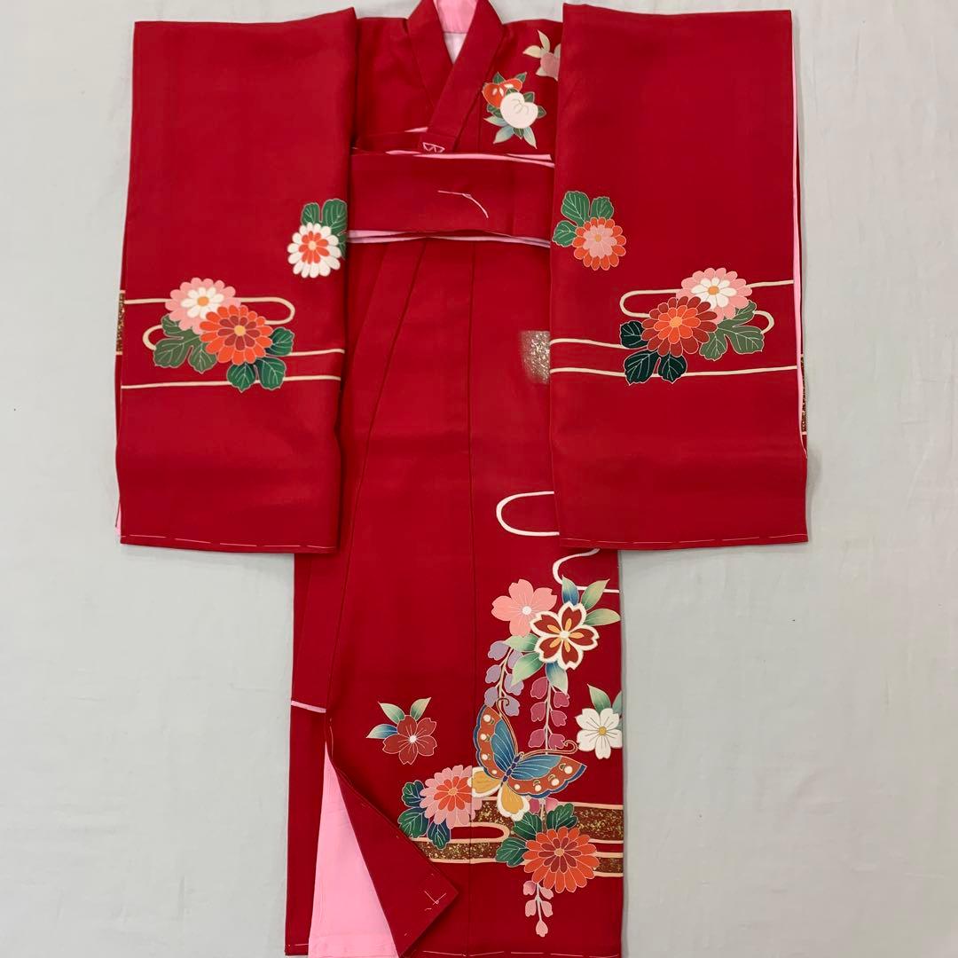 新品、最高級正絹産着京友禅手描き美術、特撰多色金彩入り、四季花蝶雲取り古典上品文