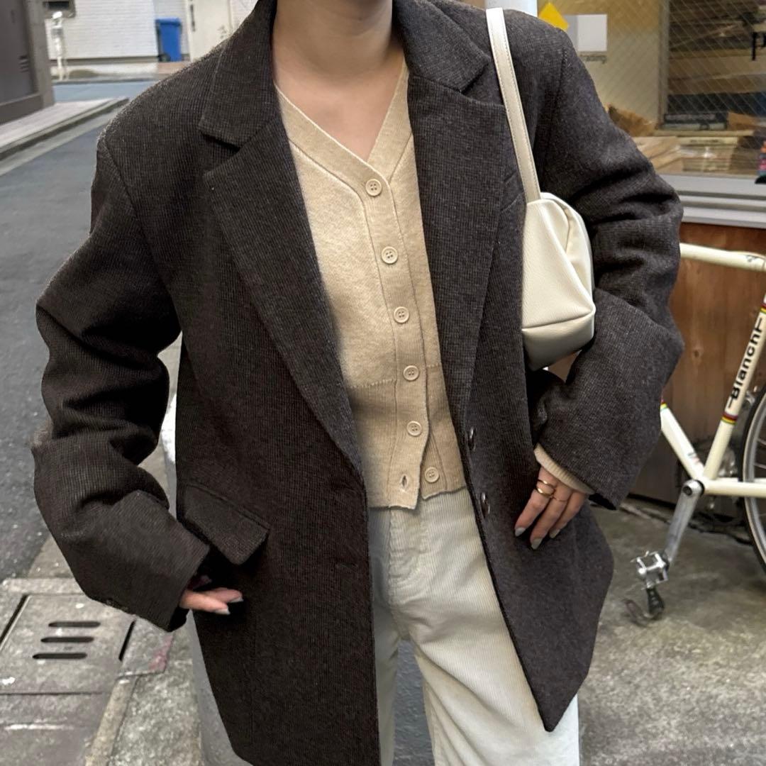 feepur ウール混テーラードジャケット ブラウンMサイズ