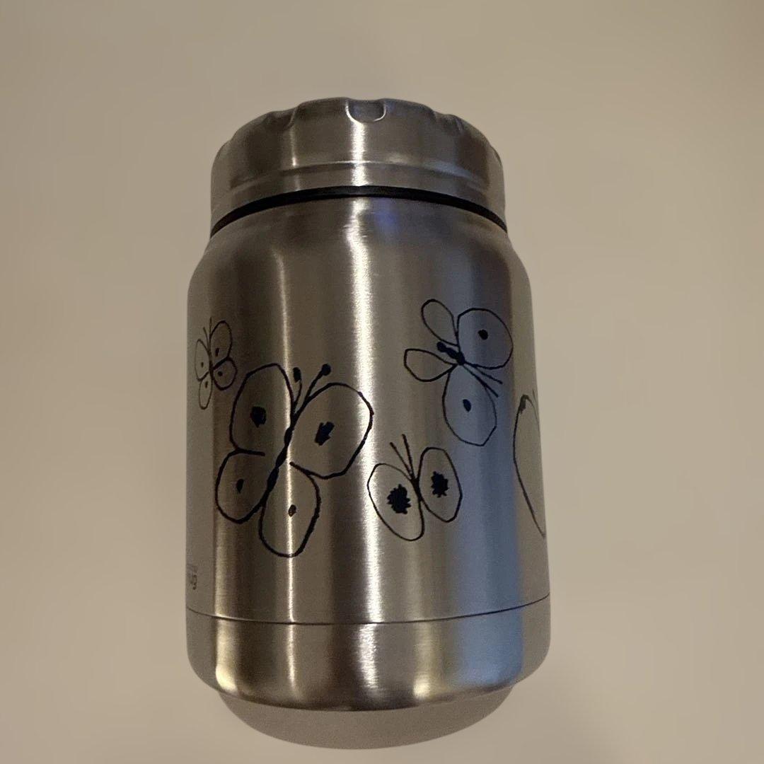 ミナペルホネン thermo mug スープジャー 蝶　シルバー500ml