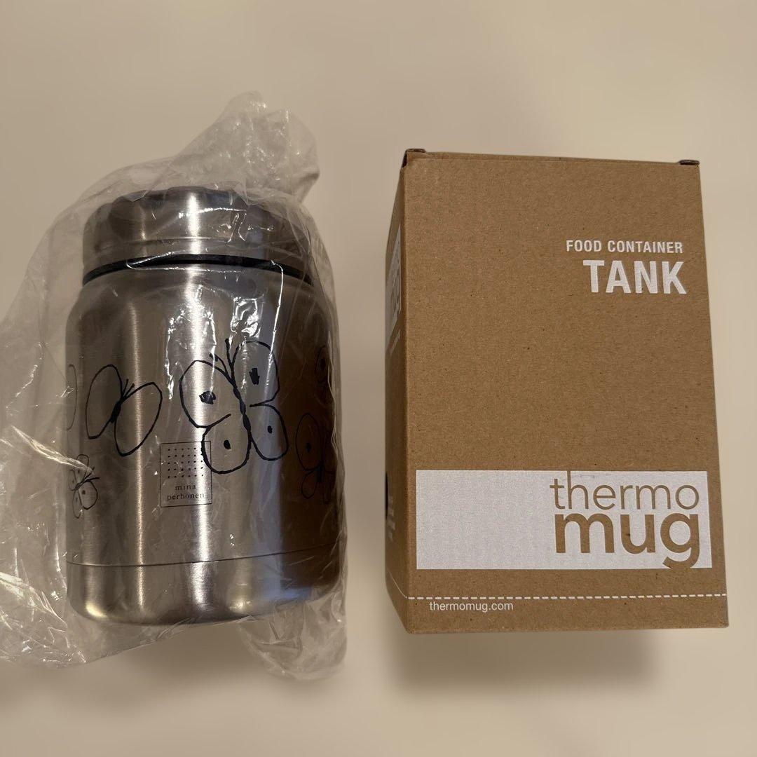 ミナペルホネン thermo mug スープジャー 蝶　シルバー500ml