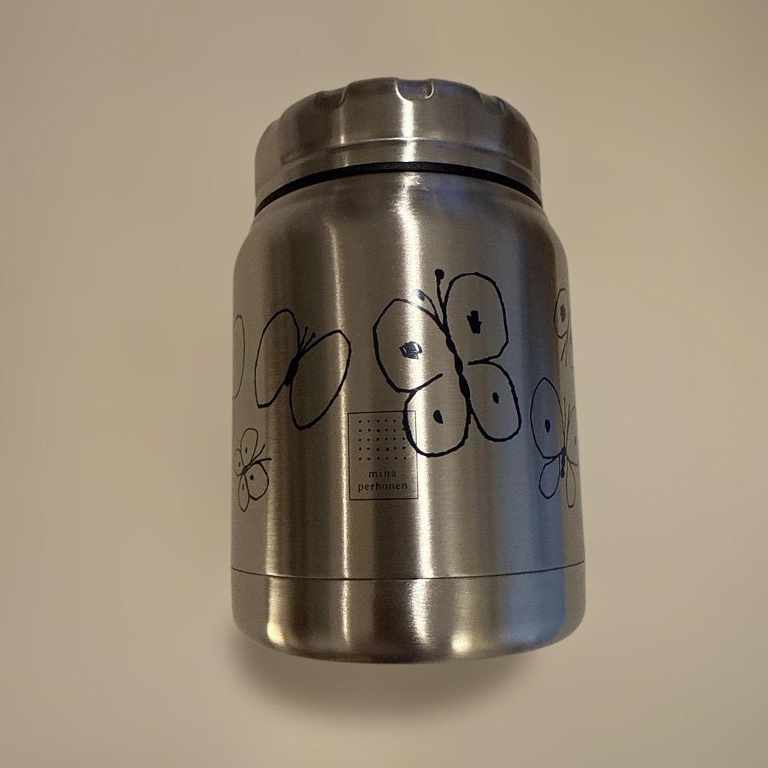 ミナペルホネン thermo mug スープジャー 蝶　シルバー500ml