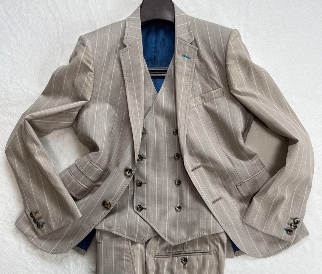 【希少】ANGELICO オーダースーツ　セットアップ　スリーピース　グレージュ