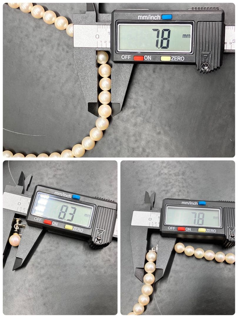 本真珠 パール ネックレス ラウンド　約8mm 37g イヤリングセット