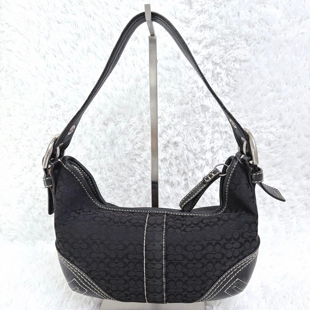 バッグ Coach Hobo Hand Bag Signature Black mini