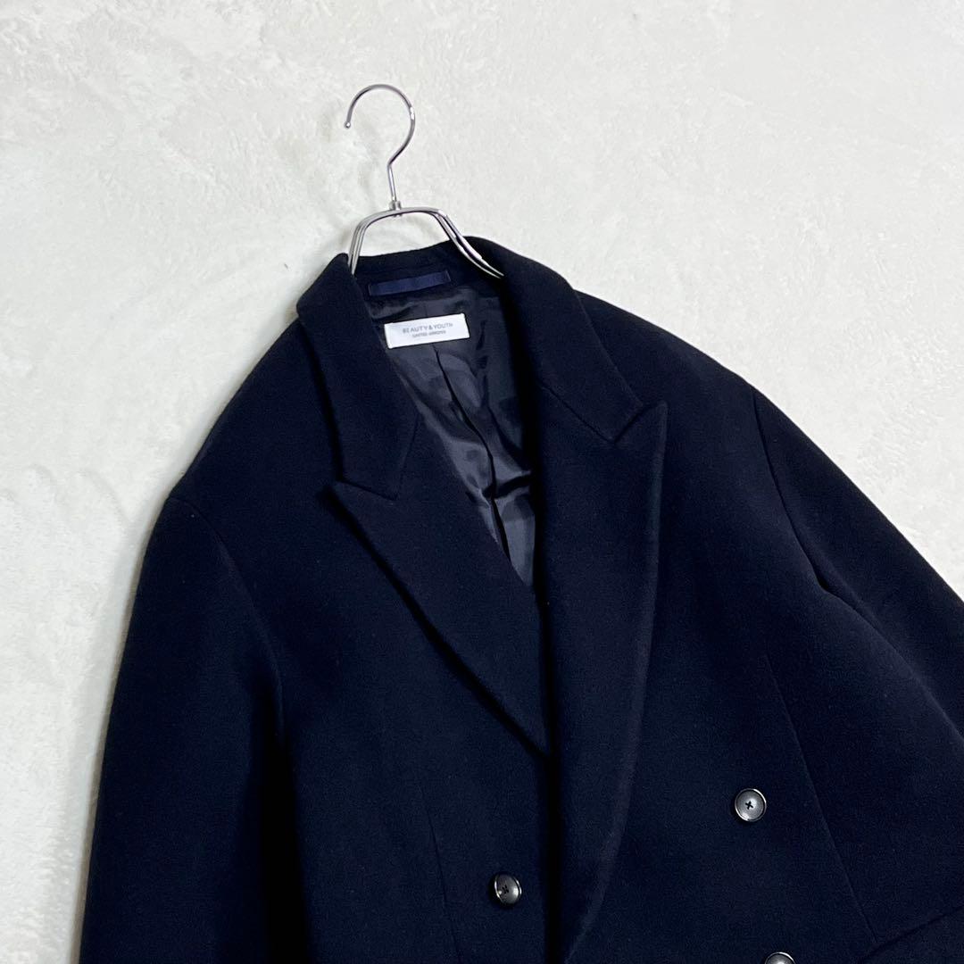 『B＆Yユナイテッドアローズ』メルトンチェスターコート ダブル ネイビー XL