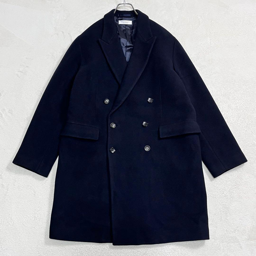 『B＆Yユナイテッドアローズ』メルトンチェスターコート ダブル ネイビー XL