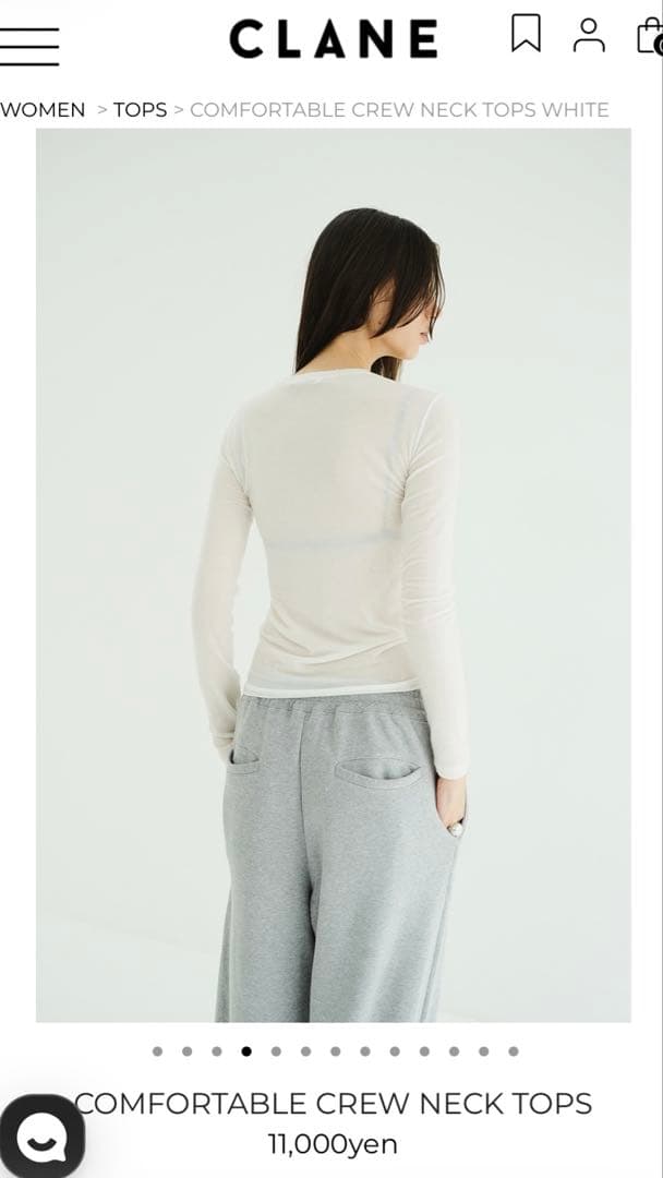 【CLANE】COMFORTABLE CREW NECK TOPS 1WHITE