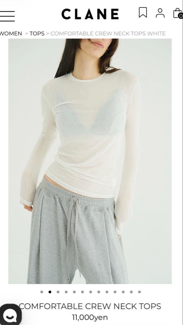 【CLANE】COMFORTABLE CREW NECK TOPS 1WHITE