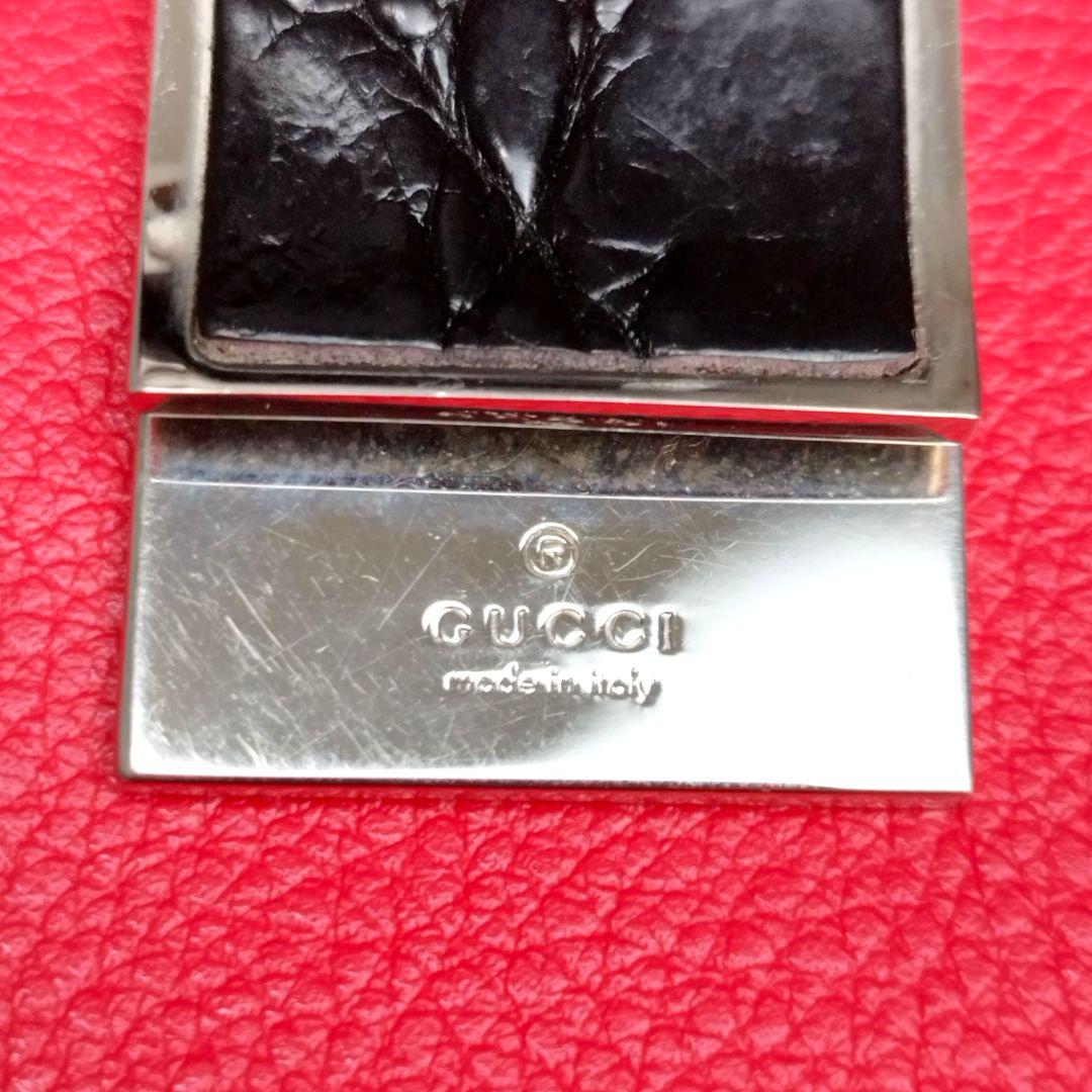 【美品】GUCCI グッチ マネークリップ クロコダイル ブラック 保存袋付き